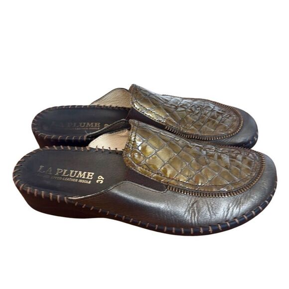 La Plume leather croc design slide clogs size 39 - Picture 1 of 10